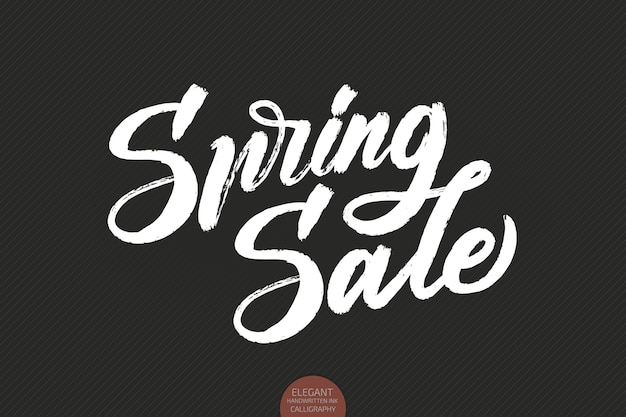 Hand drawn lettering Spring Sale. Elegant modern handwritten calligraphy. Ink illustration.