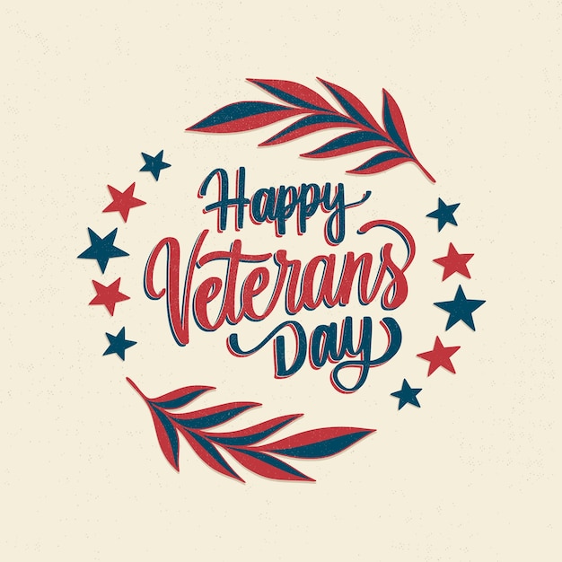 Free Vector hand drawn lettering for us veterans day holiday