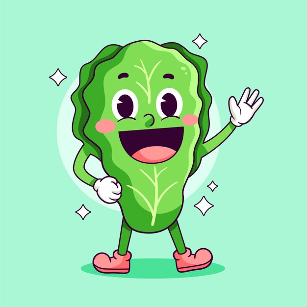 Hand drawn lettuce cartoon illustration