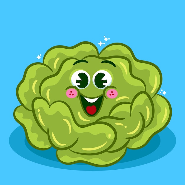 Hand drawn lettuce cartoon illustration