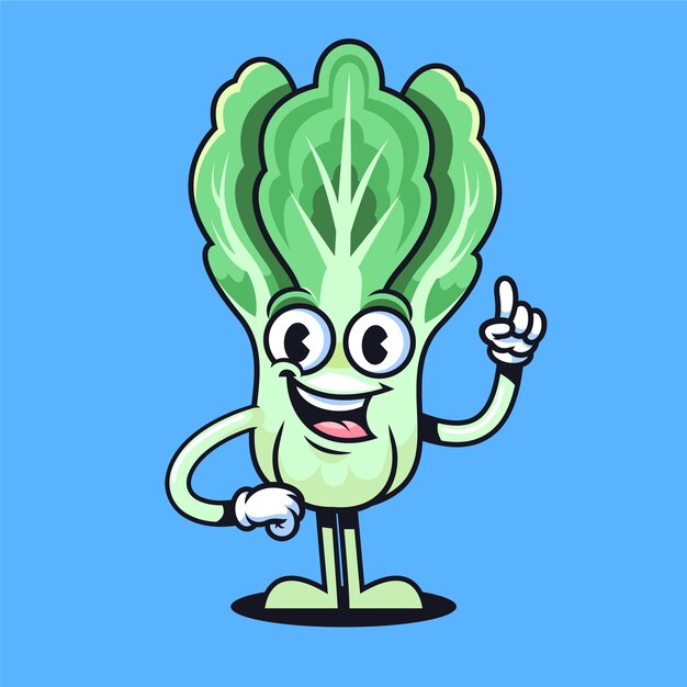 Hand drawn lettuce cartoon illustration