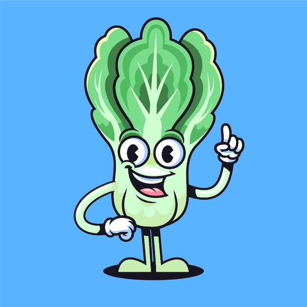 Hand drawn lettuce cartoon illustration