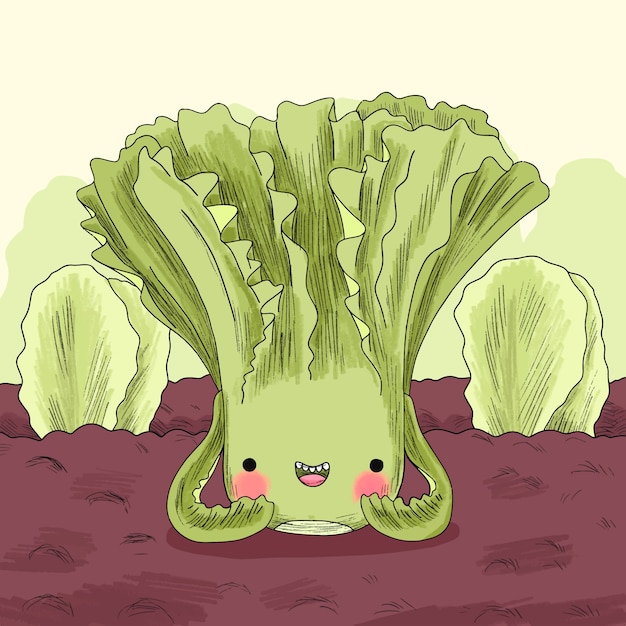 Free Vector hand drawn lettuce cartoon illustration