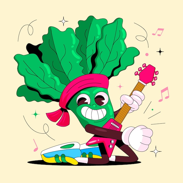 Hand drawn lettuce cartoon illustration