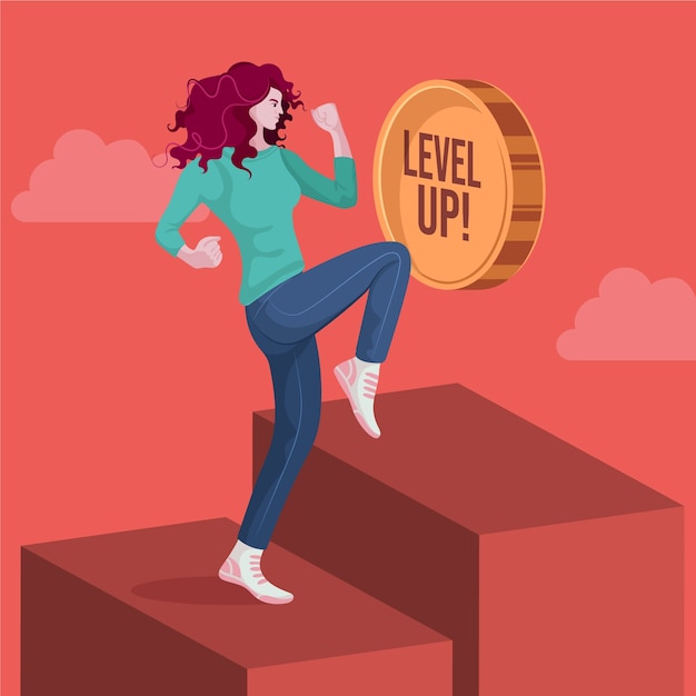 Free Vector hand drawn level up illustration