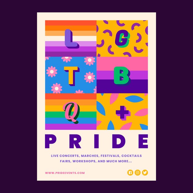 Hand drawn lgbt pride poster template