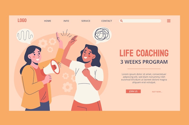 Hand drawn life coaching landing page