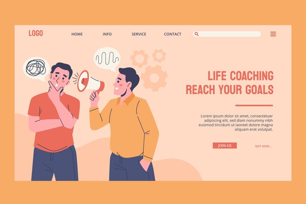 Hand drawn life coaching landing page