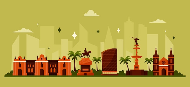 Free Vector hand drawn lima skyline illustration