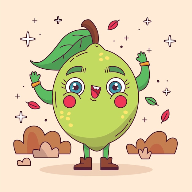 Free Vector hand drawn lime  cartoon illustration