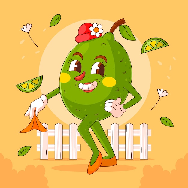 Free Vector hand drawn lime  cartoon illustration