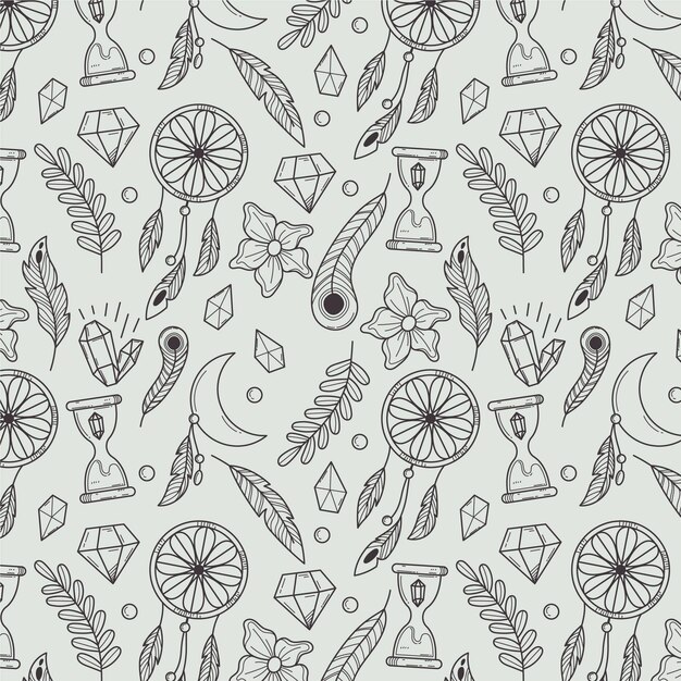 Hand-drawn lineal boho pattern