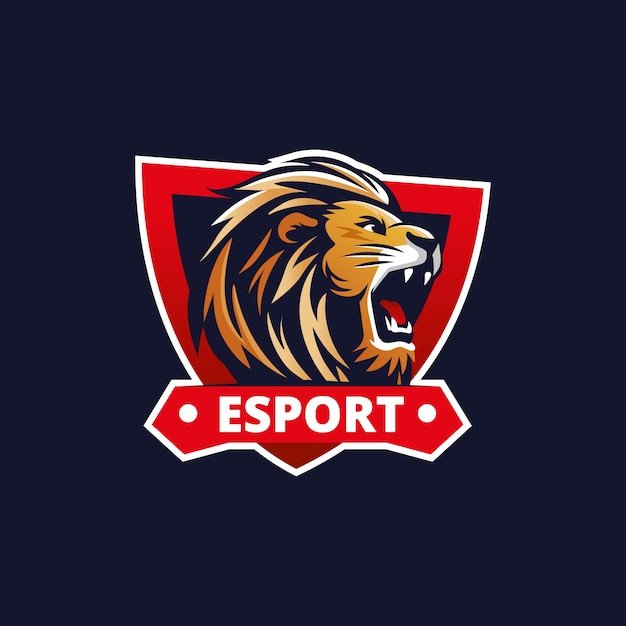 Free vector hand drawn lion  esport logo