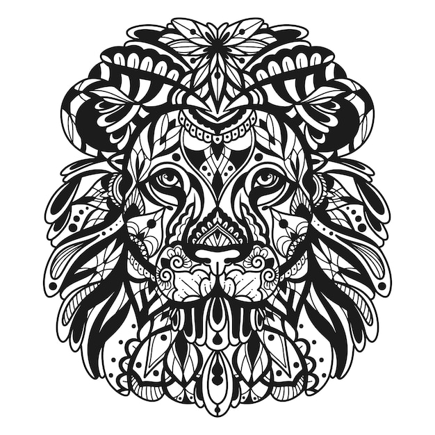 Free Vector hand drawn lion mandala illustration