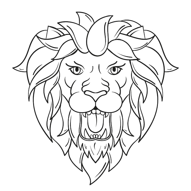 Hand drawn lion outline illustration