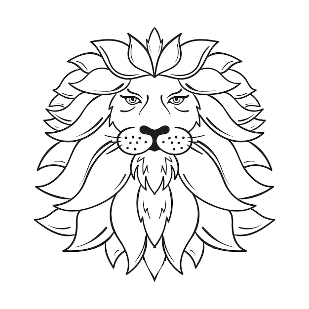 Hand drawn lion outline illustration