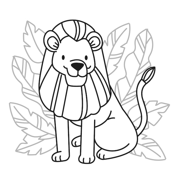 Free Vector hand drawn lion outline illustration