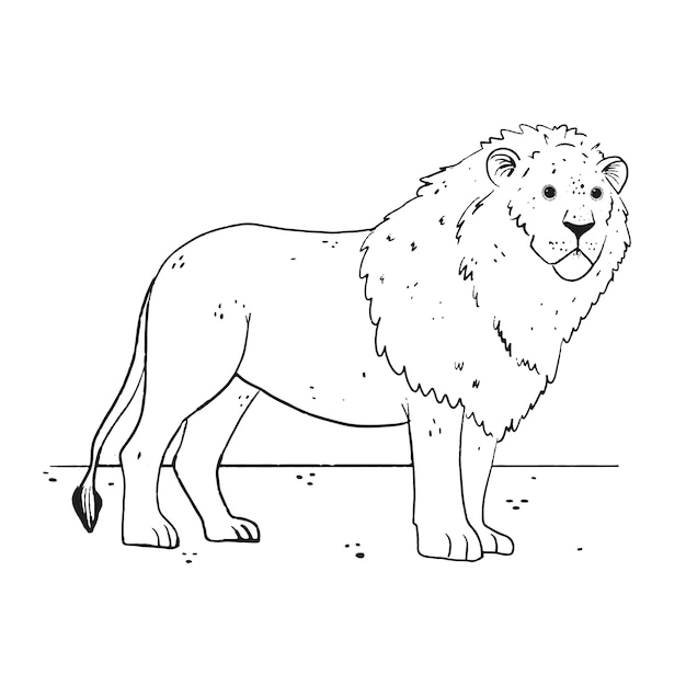 Hand drawn lion outline illustration