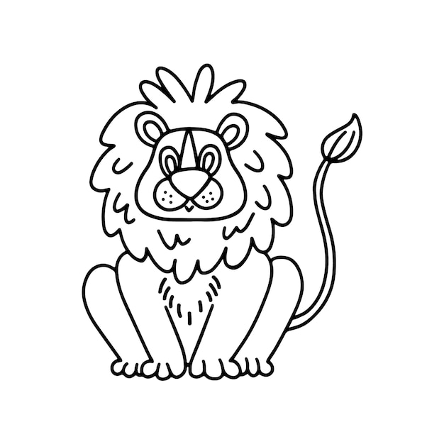 Hand drawn lion outline illustration