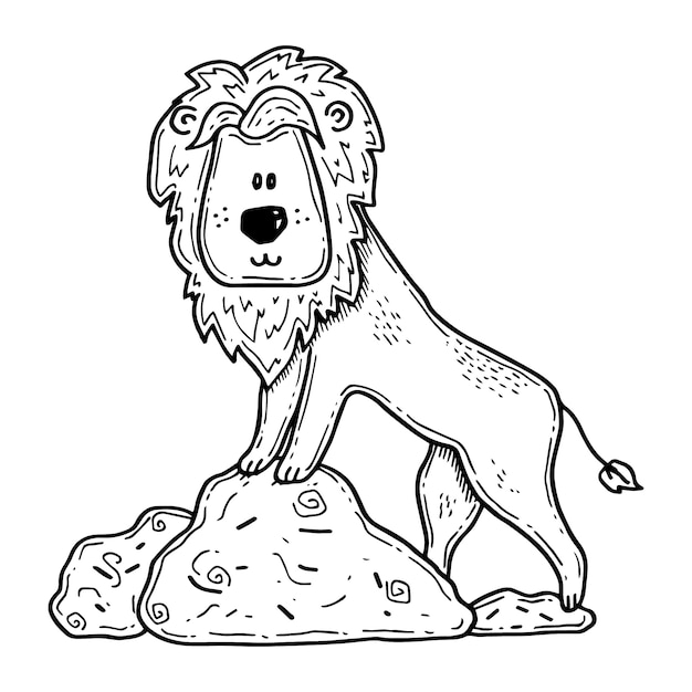 Hand drawn lion outline illustration