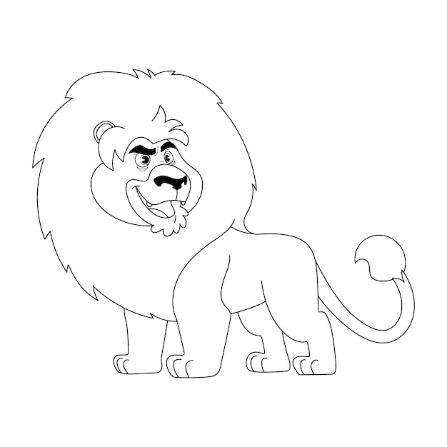 Hand drawn lion outline illustration