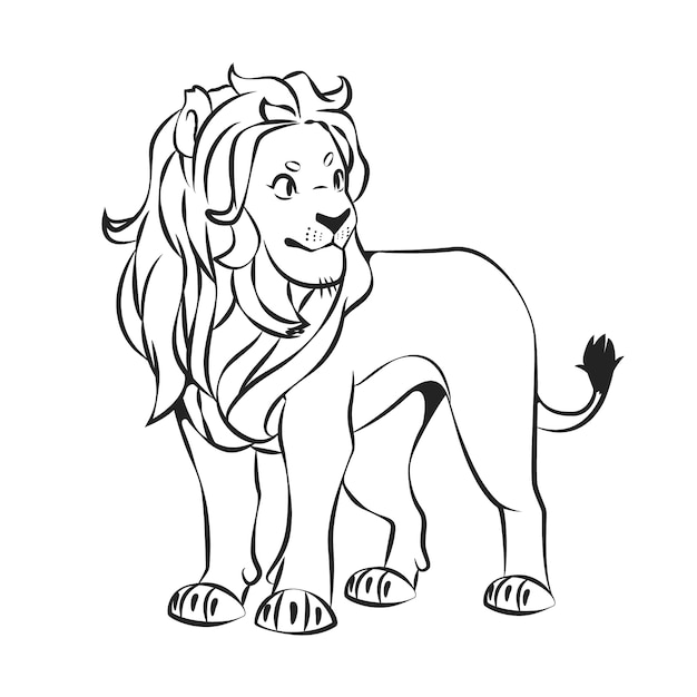 Hand drawn lion outline illustration