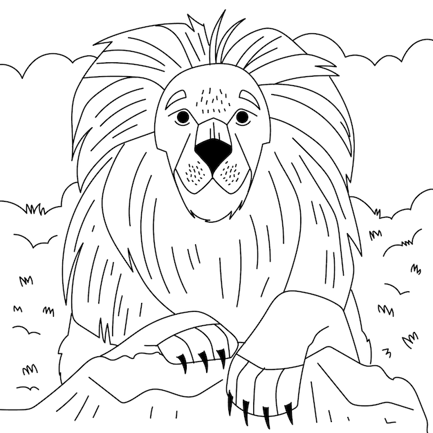 Free Vector hand drawn lion outline illustration