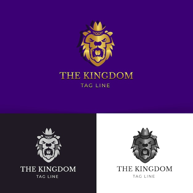 Free vector hand drawn  lion with crown logo template