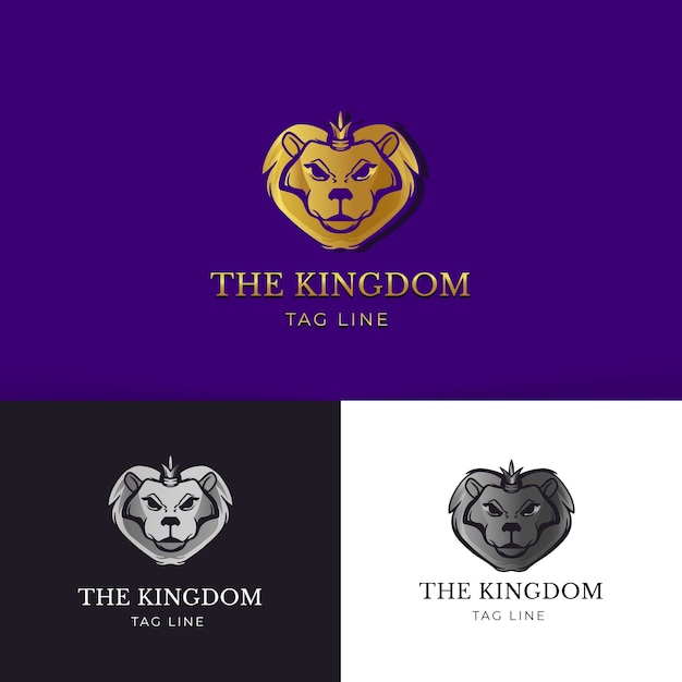 Free Vector hand drawn  lion with crown logo template