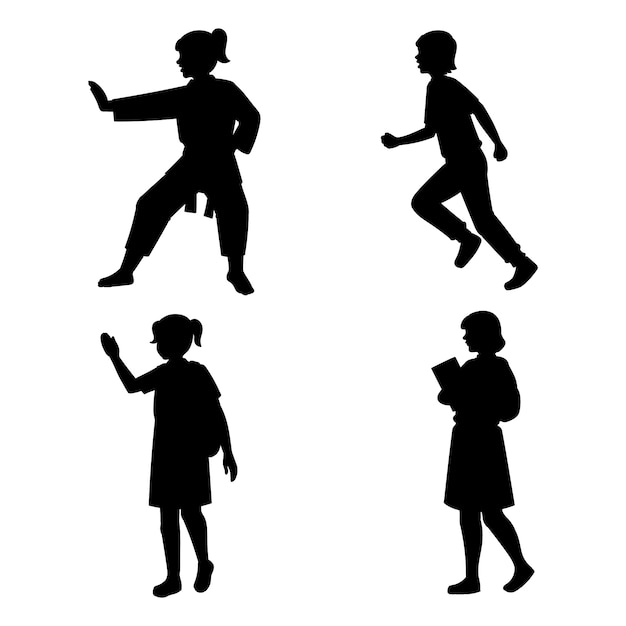 Free Vector hand drawn  little girl silhouette