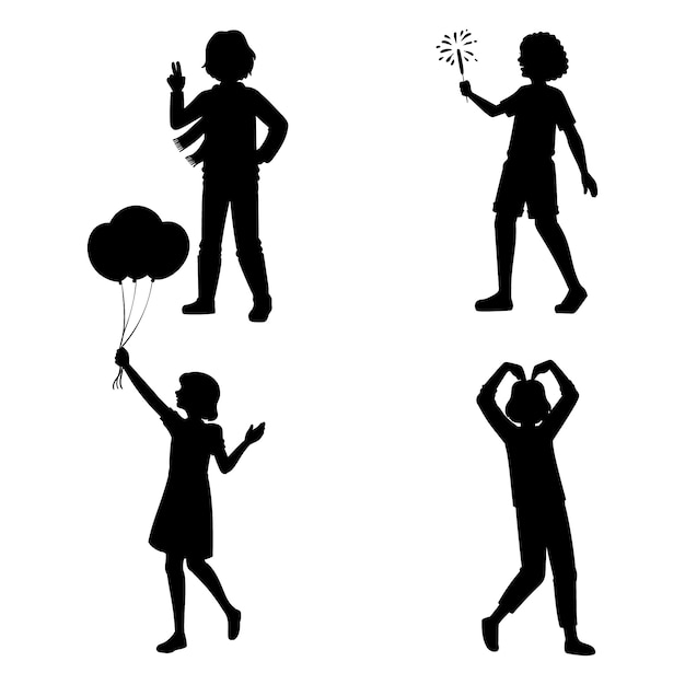 Free Vector hand drawn  little girl silhouette