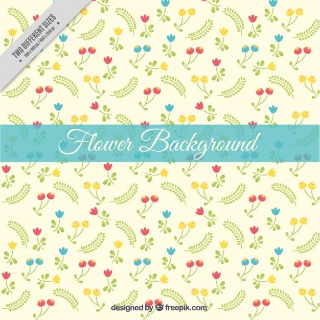 Free Vector hand drawn little leaves with flowers background