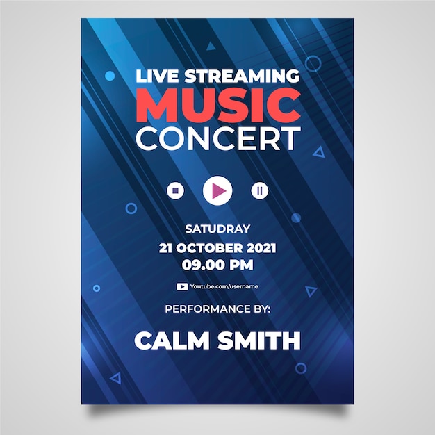 Free Vector hand drawn live streaming music concert flyer