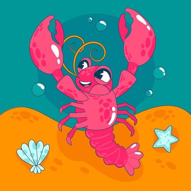 Free vector hand drawn lobster illustration