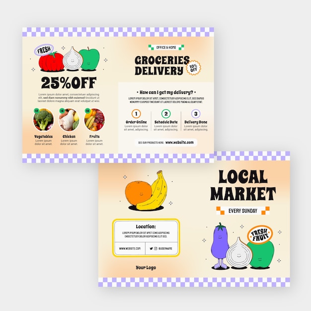 Hand drawn local market brochure design