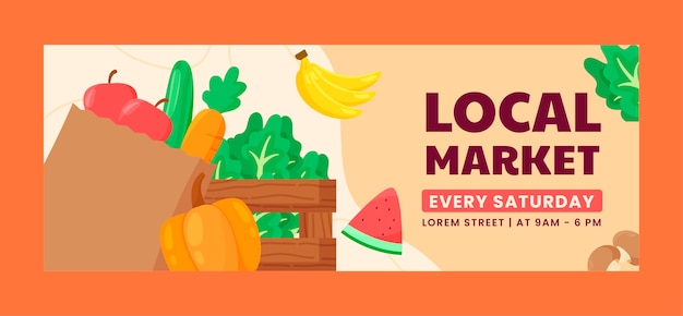 Free Vector hand drawn local market facebook cover template