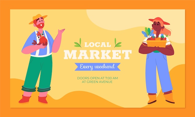 Hand drawn local market landing page template