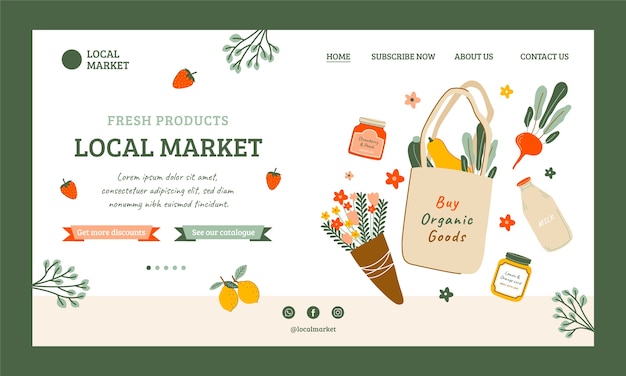 Hand drawn local market landing page