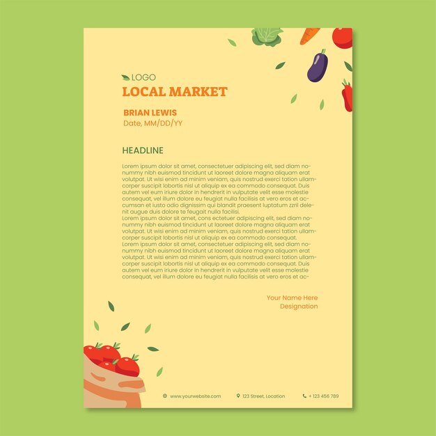 Hand drawn local market letterhead template