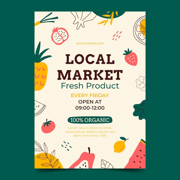 Free vector hand drawn local market poster template