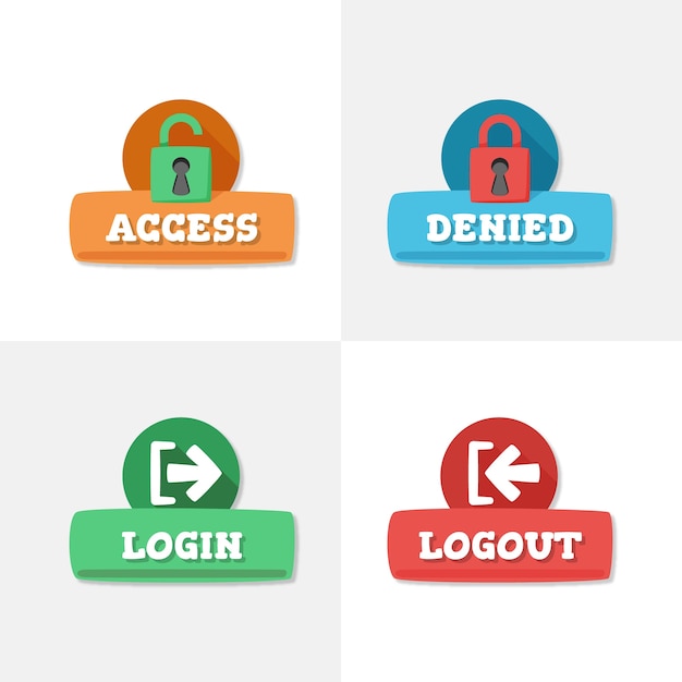 Free Vector hand drawn login and logout buttons icons