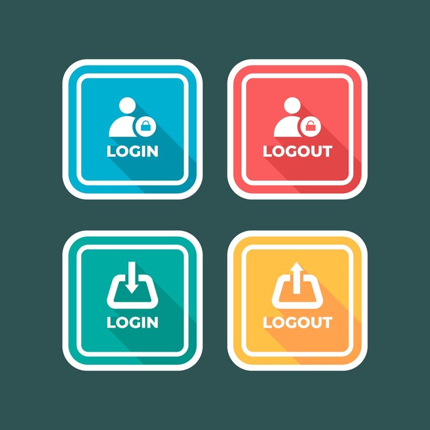 Hand drawn login and logout buttons icons