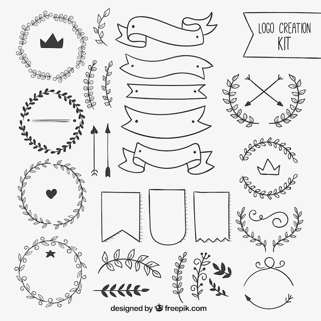 Free Vector hand drawn logo creation kit