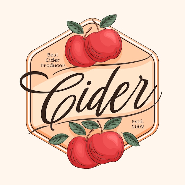 Free Vector hand drawn logo template for apple cider drink