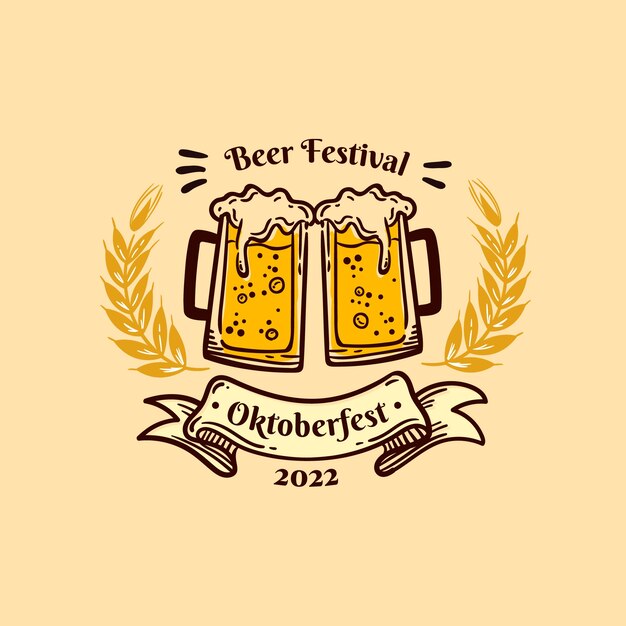 Hand drawn logo template for oktoberfest festival