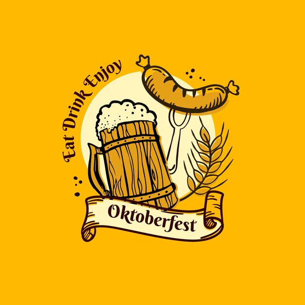 Hand drawn logo template for oktoberfest festival