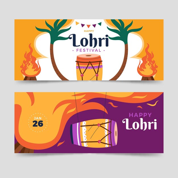 Hand drawn lohri banner