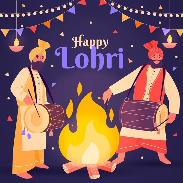 Hand drawn lohri festival