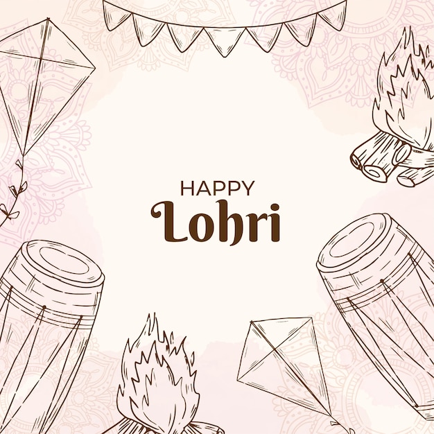 Free vector hand drawn lohri illustration