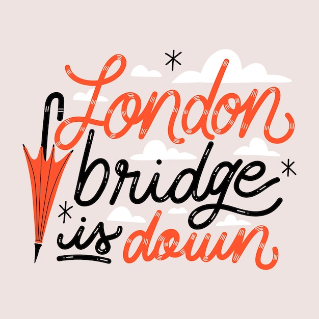 Hand drawn london bridge is down text illustration